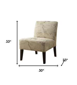 HomeRoots 30" Beige and Brown Fabric Abstract Side Chair - Stylish, Compact Accent for Living Rooms & Offices 285787