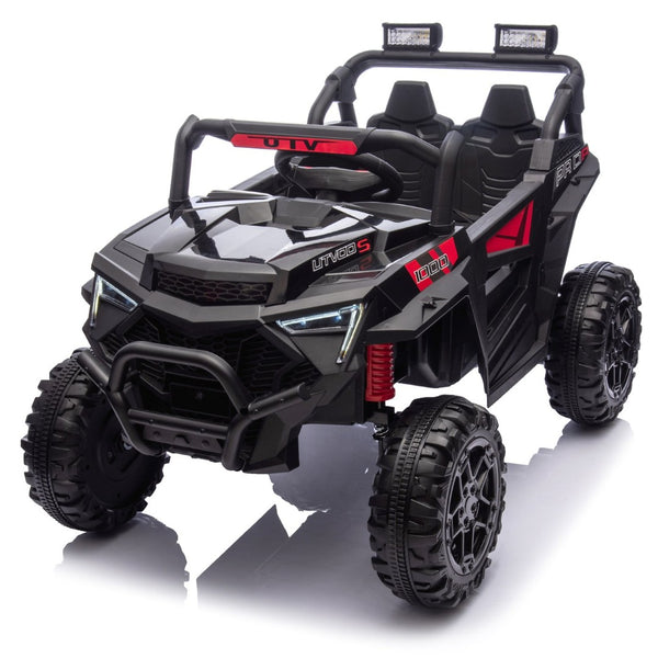 English Elm 24v 400w Kids Electric Utv Ride on with Remote Bluetooth Led Suspension Cockpit Black W1578P284295