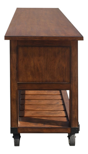 HomeRoots 58" Rustic Brown Rolling Kitchen Cart - Stylish Prep Station with Storage, Mobility & Farmhouse Charm 285819