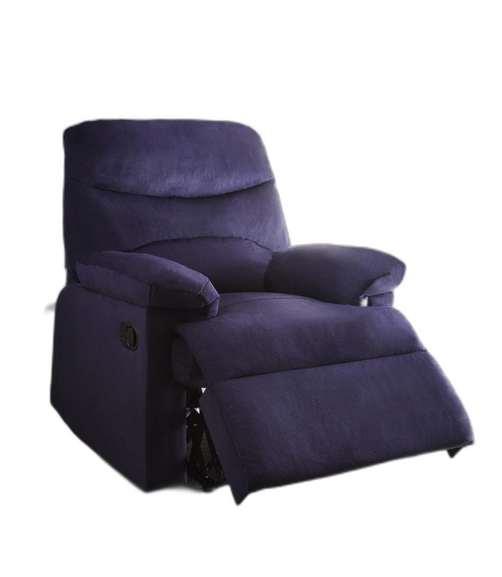 HomeRoots 35" Blue Velvet Manual Recliner - Luxurious Comfort, Adjustable Positioning & Chic Contemporary Style 285822