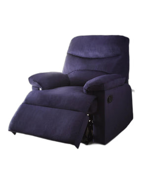 HomeRoots 35" Blue Velvet Manual Recliner - Luxurious Comfort, Adjustable Positioning & Chic Contemporary Style 285822