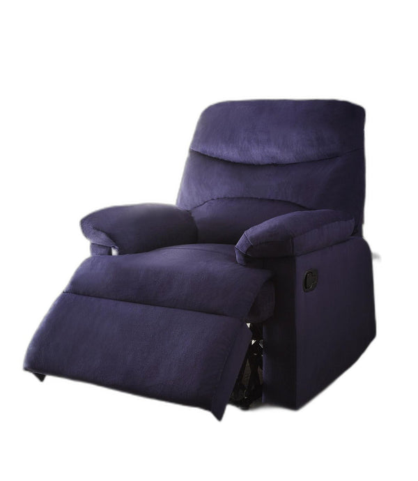 HomeRoots 35" Blue Velvet Manual Recliner - Luxurious Comfort, Adjustable Positioning & Chic Contemporary Style 285822