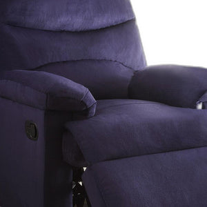 HomeRoots 35" Blue Velvet Manual Recliner - Luxurious Comfort, Adjustable Positioning & Chic Contemporary Style 285822