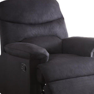 HomeRoots 35" Black Microfiber Manual Recliner - Stylish, Durable Comfort for Living Rooms, Offices & More! 285824