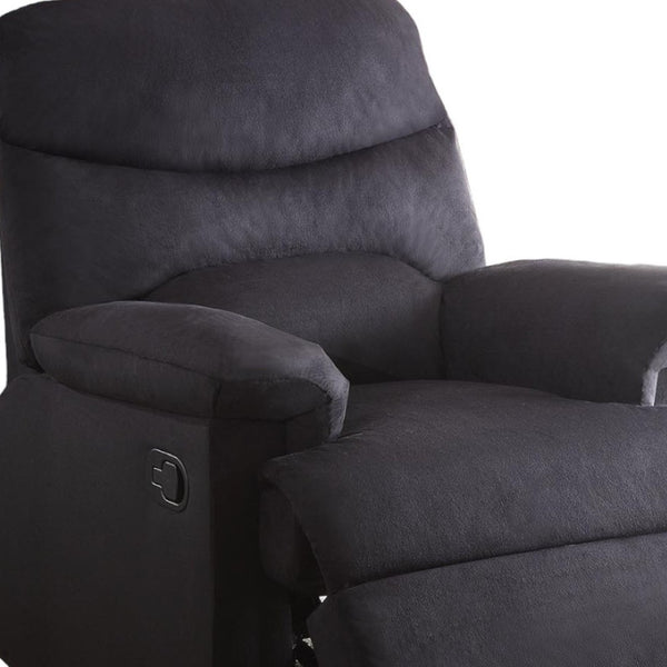 HomeRoots 35" Black Microfiber Manual Recliner - Stylish, Durable Comfort for Living Rooms, Offices & More! 285824