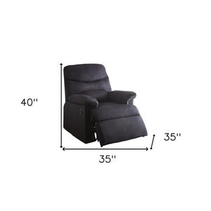HomeRoots 35" Black Microfiber Manual Recliner - Stylish, Durable Comfort for Living Rooms, Offices & More! 285824