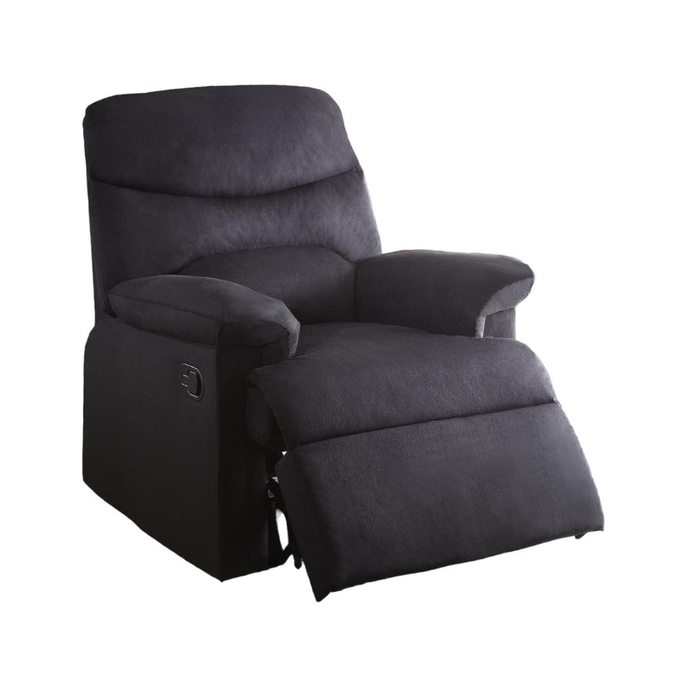 HomeRoots 35" Black Microfiber Manual Recliner - Stylish, Durable Comfort for Living Rooms, Offices & More! 285824