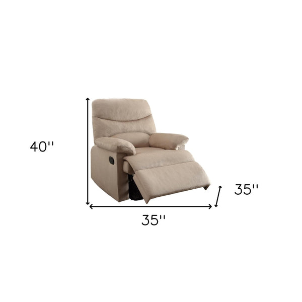 HomeRoots 35" Light Brown Microfiber Manual Recliner - Compact Comfort for Modern Living Rooms & Cozy Spaces 285825