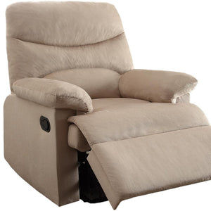 HomeRoots 35" Light Brown Microfiber Manual Recliner - Compact Comfort for Modern Living Rooms & Cozy Spaces 285825