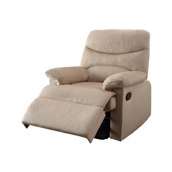 HomeRoots 35" Light Brown Microfiber Manual Recliner - Compact Comfort for Modern Living Rooms & Cozy Spaces 285825