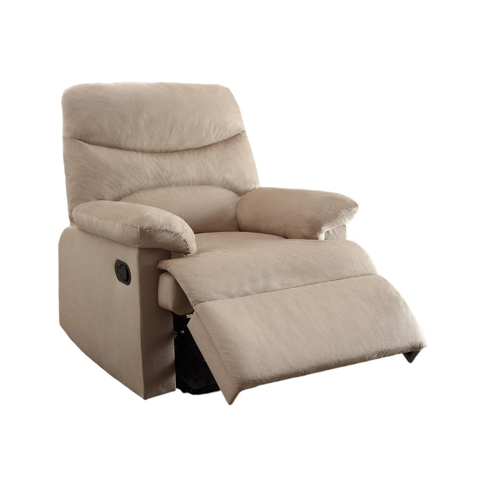 HomeRoots 35" Light Brown Microfiber Manual Recliner - Compact Comfort for Modern Living Rooms & Cozy Spaces 285825