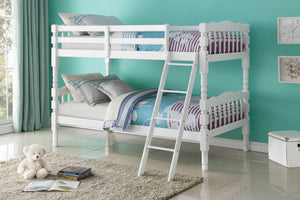 Homeroots White Twin Transitional Bunk Bed  Wood 285828