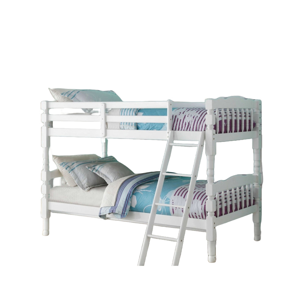 Homeroots White Twin Transitional Bunk Bed  Wood 285828