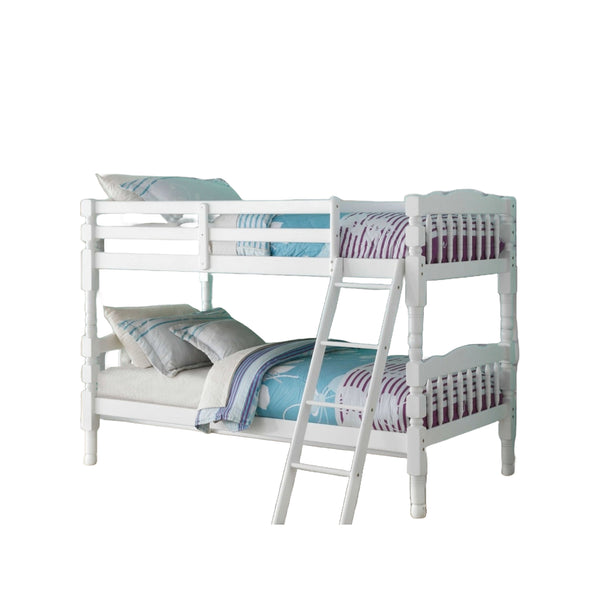 Homeroots White Twin Transitional Bunk Bed  Wood 285828