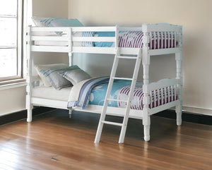 Homeroots White Twin Transitional Bunk Bed  Wood 285828