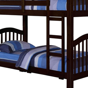 HomeRoots Espresso Twin Over Twin Bunk Bed - Stylish Space-Saving Solution with Guardrails for Safety & Comfort 285837