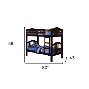 Homeroots Dark Brown Twin Contemporary Bunk Bed  Wood 285837
