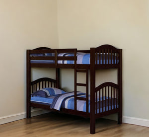 Homeroots Dark Brown Twin Contemporary Bunk Bed  Wood 285837