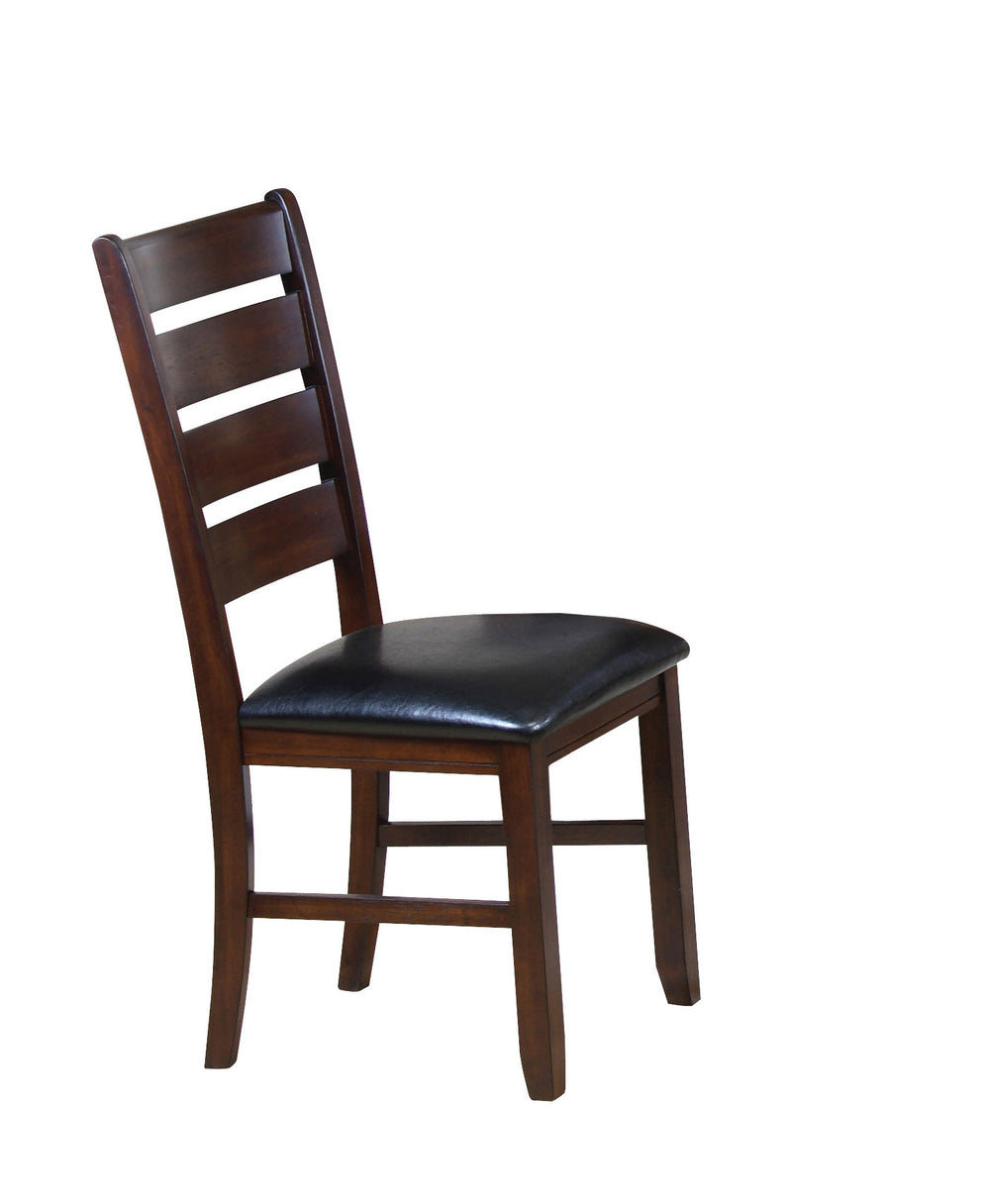 Homeroots Set Of Two Black And Dark Brown Upholstered Faux Leather Slat Back Dining Side Chairs  Wood 285840