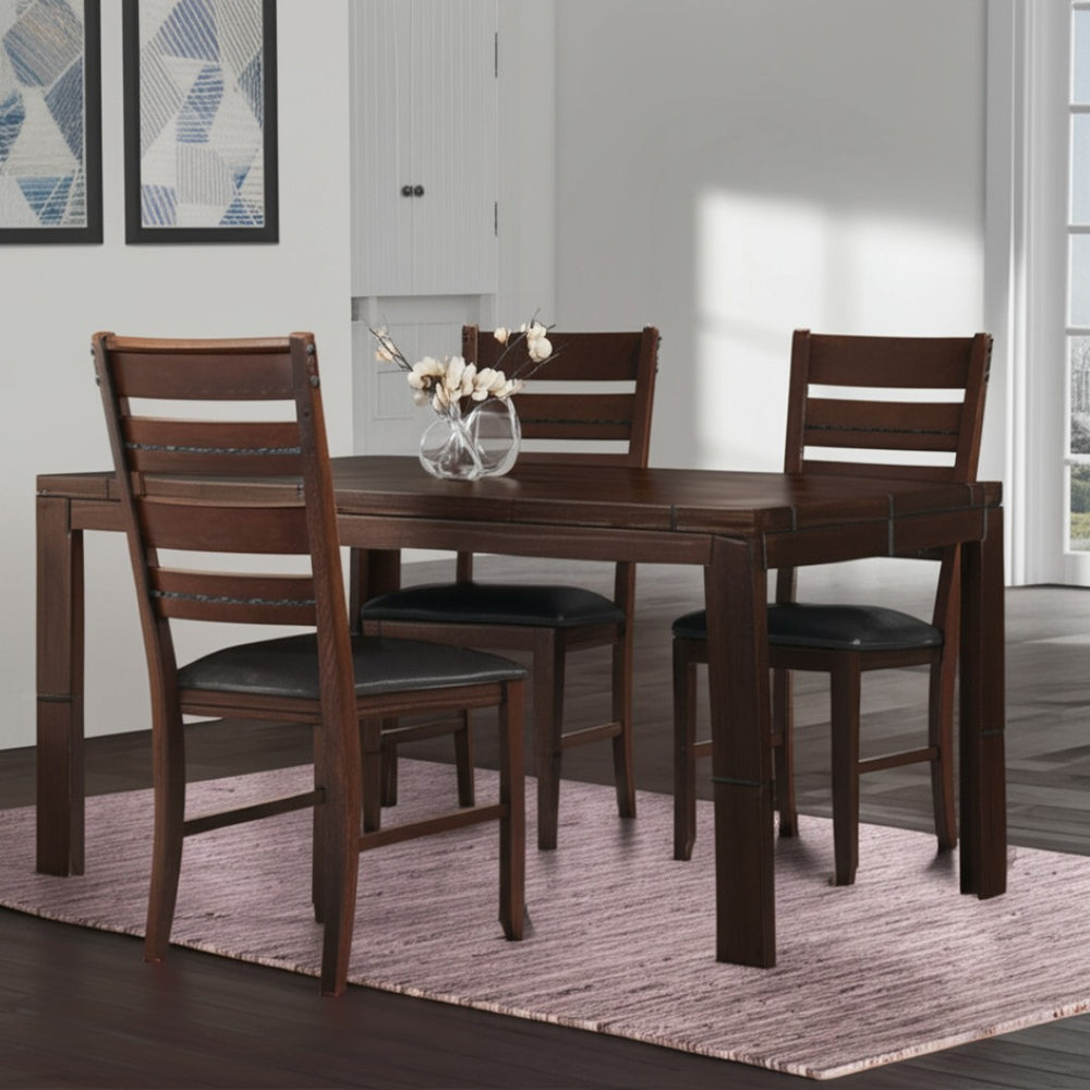 HomeRoots Set of Two Elegant Upholstered Faux Leather Dining Chairs – Black & Dark Brown, Versatile Design 285840