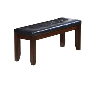 Homeroots 48" Black And Brown Upholstered Pu Leather Bench  Solid Wood 285841