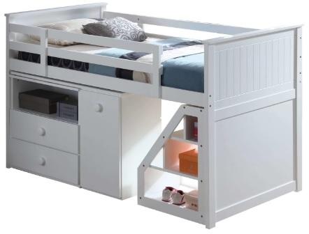 Homeroots 79" X 42" X 47" White Loft Bed With Chest And Swivel Deskladder  Wood 285857