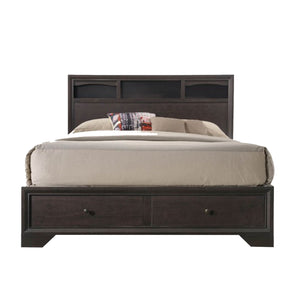 Homeroots Rich Espresso Finish King Bed With Storage  Wood 285859