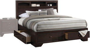 Homeroots Rich Espresso Finish King Bed With Storage  Wood 285859