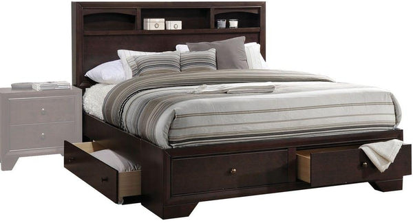 Homeroots Rich Espresso Finish King Bed With Storage  Wood 285859