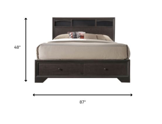 Homeroots Rich Espresso Finish King Bed With Storage  Wood 285859