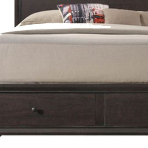 Homeroots Rich Espresso Finish King Bed With Storage  Wood 285859