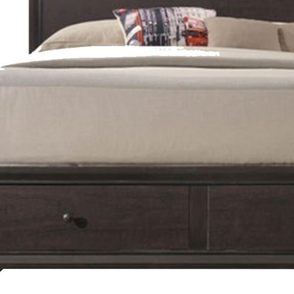Homeroots Rich Espresso Finish King Bed With Storage  Wood 285859