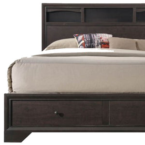 Homeroots Rich Espresso Finish King Bed With Storage  Wood 285859