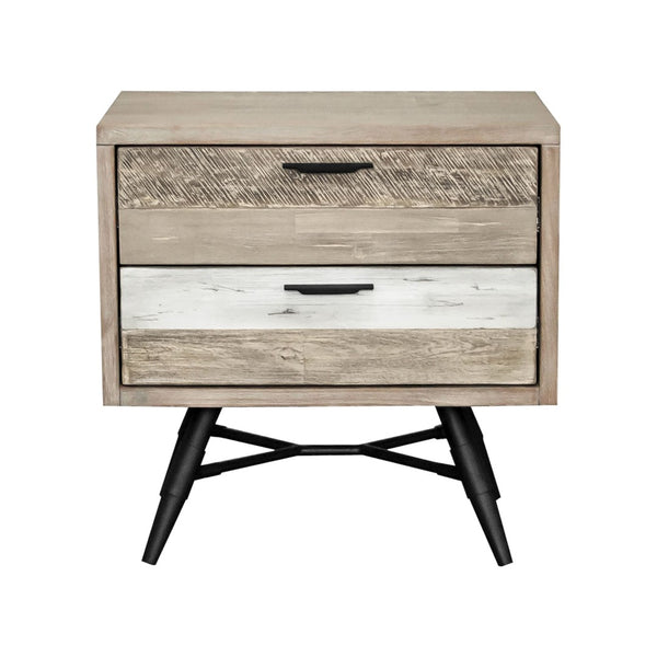 English Elm Bridges Solid Acacia Wood Nightstand with Two Drawers for Farmhouse Bedroom Storage B2736P464856