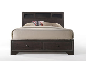 Homeroots Rich Espresso Finish Queen Bed With Storage  Wood 285860