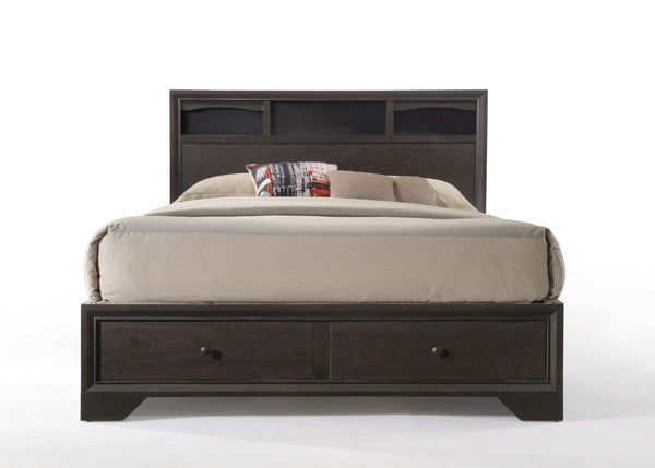 Homeroots Rich Espresso Finish Queen Bed With Storage  Wood 285860