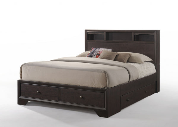 Homeroots Rich Espresso Finish Queen Bed With Storage  Wood 285860