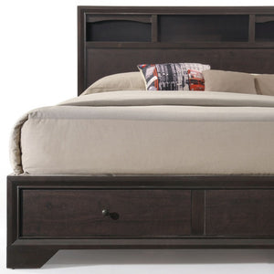 Homeroots Rich Espresso Finish Queen Bed With Storage  Wood 285860