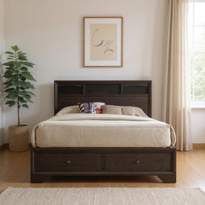 HomeRoots Rich Espresso Finish Platform Bed with Ample Storage and Contemporary Style for Modern Bedrooms Queen 285860