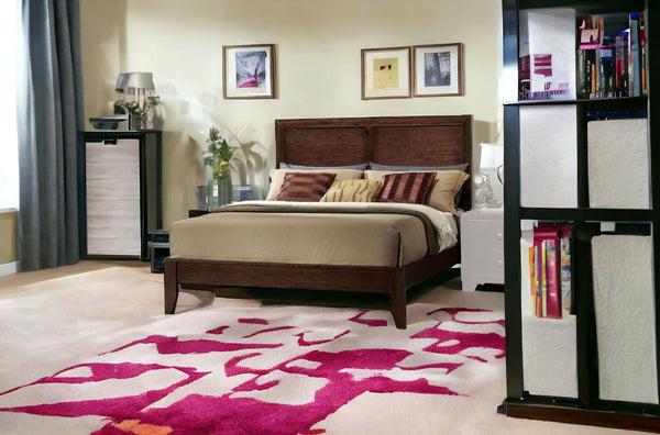 Homeroots Espresso King Bed Frame  Manufactured Wood 285862