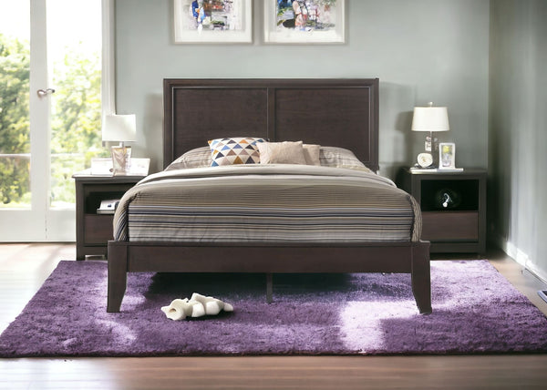 Homeroots Espresso Wood Queen Bed Frame  Manufactured Wood 285863