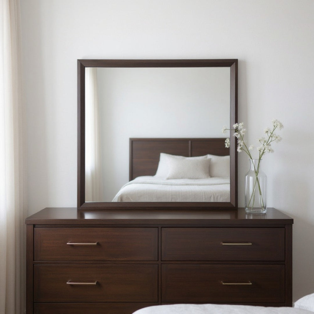 HomeRoots 35" Espresso Wood Mounted Dresser Mirror – Classic Rectangular Design for Timeless Elegance & Functionality 285864
