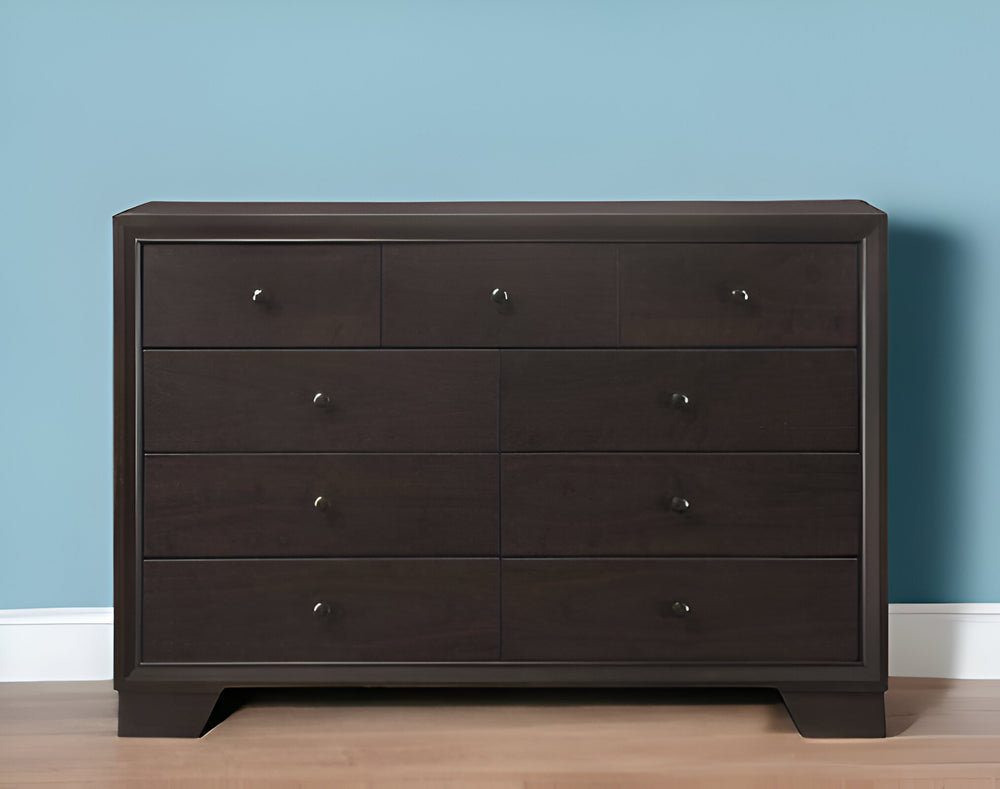 Homeroots 57" Espresso Solid And Manufactured Wood Nine Drawer Double Dresser  Solid And Manufactured Wood 285865