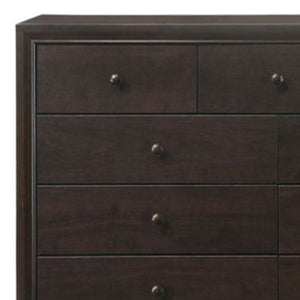 Homeroots 57" Espresso Solid And Manufactured Wood Nine Drawer Double Dresser  Solid And Manufactured Wood 285865