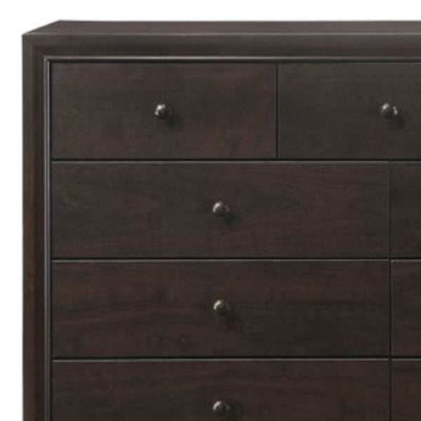 Homeroots 57" Espresso Solid And Manufactured Wood Nine Drawer Double Dresser  Solid And Manufactured Wood 285865
