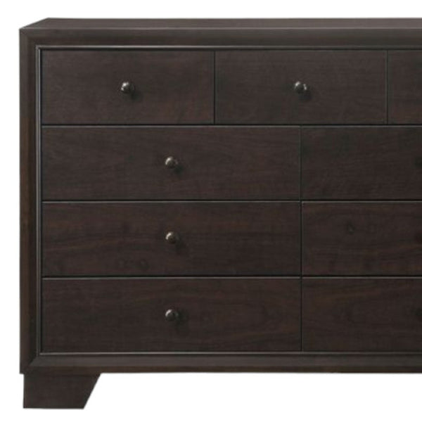 Homeroots 57" Espresso Solid And Manufactured Wood Nine Drawer Double Dresser  Solid And Manufactured Wood 285865