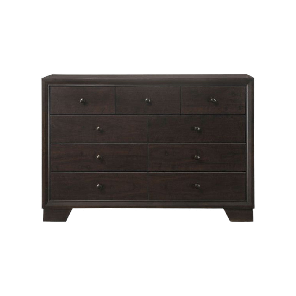 Homeroots 57" Espresso Solid And Manufactured Wood Nine Drawer Double Dresser  Solid And Manufactured Wood 285865