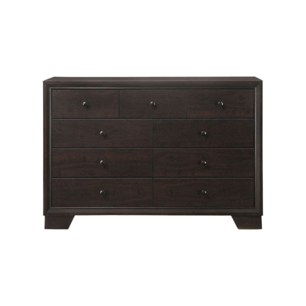 Homeroots 57" Espresso Solid And Manufactured Wood Nine Drawer Double Dresser  Solid And Manufactured Wood 285865