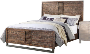 Homeroots Solid Wood Queen Brown And Black Bed  Solid Wood 285868