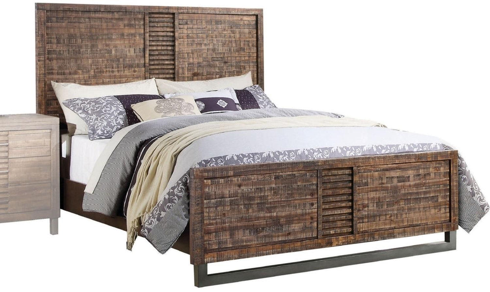 Homeroots Solid Wood Queen Brown And Black Bed  Solid Wood 285868